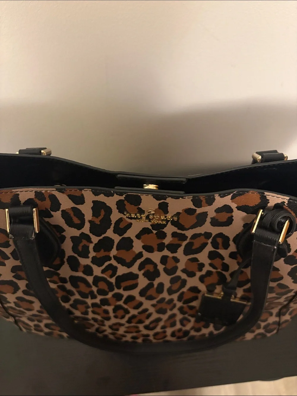 Kate Spade ♠️ Poppy Spotted Leopard Leather Tote Bag